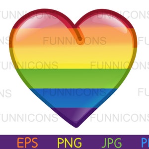 Diseño de imágenes prediseñadas del Día de San Valentín del diseño de icono de emoticono de corazón LGBT del orgullo del arco iris, archivos ai eps png jpg y pdf, descarga de archivos digitales.