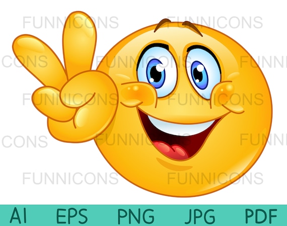 Clipart cartoon of two emoji emoticons shaking hands ai eps 