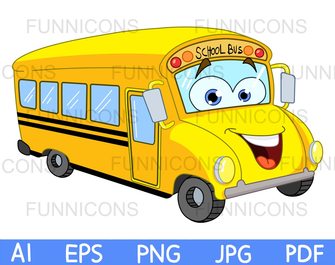 Clipart Cartoon of a Happy School Bus Character Back to - Etsy Denmark Clipart Cartoon of a Happy School Bus Character Back to - Etsy Denmark
