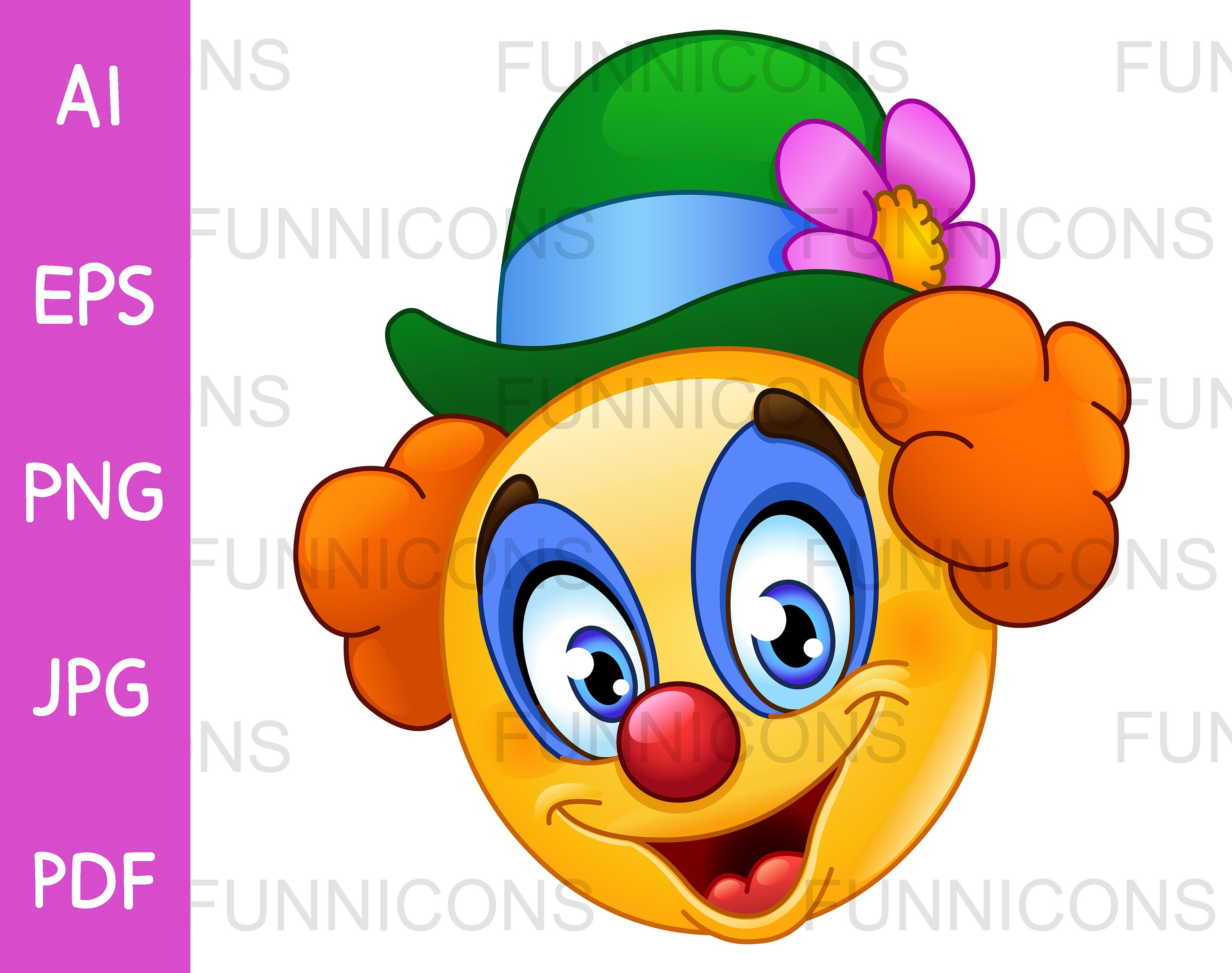 Clipart Cartoon of a Happy Clown Emoji Emoticon Face Ai Eps Etsy New