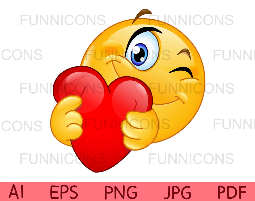 Emoji Hugging Heart Vector Clipart Illustration Ai (Download Now) Etsy
