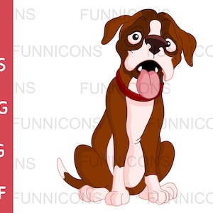 Clipart cartoon of a boxer dog sitting, animal illustration, ai eps png jpg and pdf files included, digital files instant download.