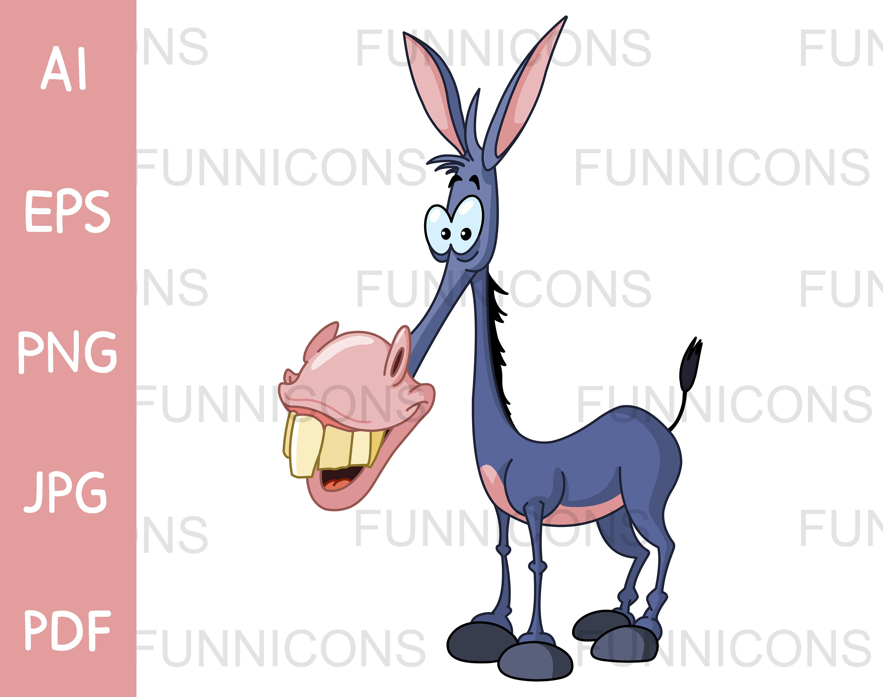 Clipart Cartoon of a Happy Funny Donkey With Buck Teeth Farm - Etsy Clipart Cartoon of a Happy Funny Donkey With Buck Teeth Farm - Etsy