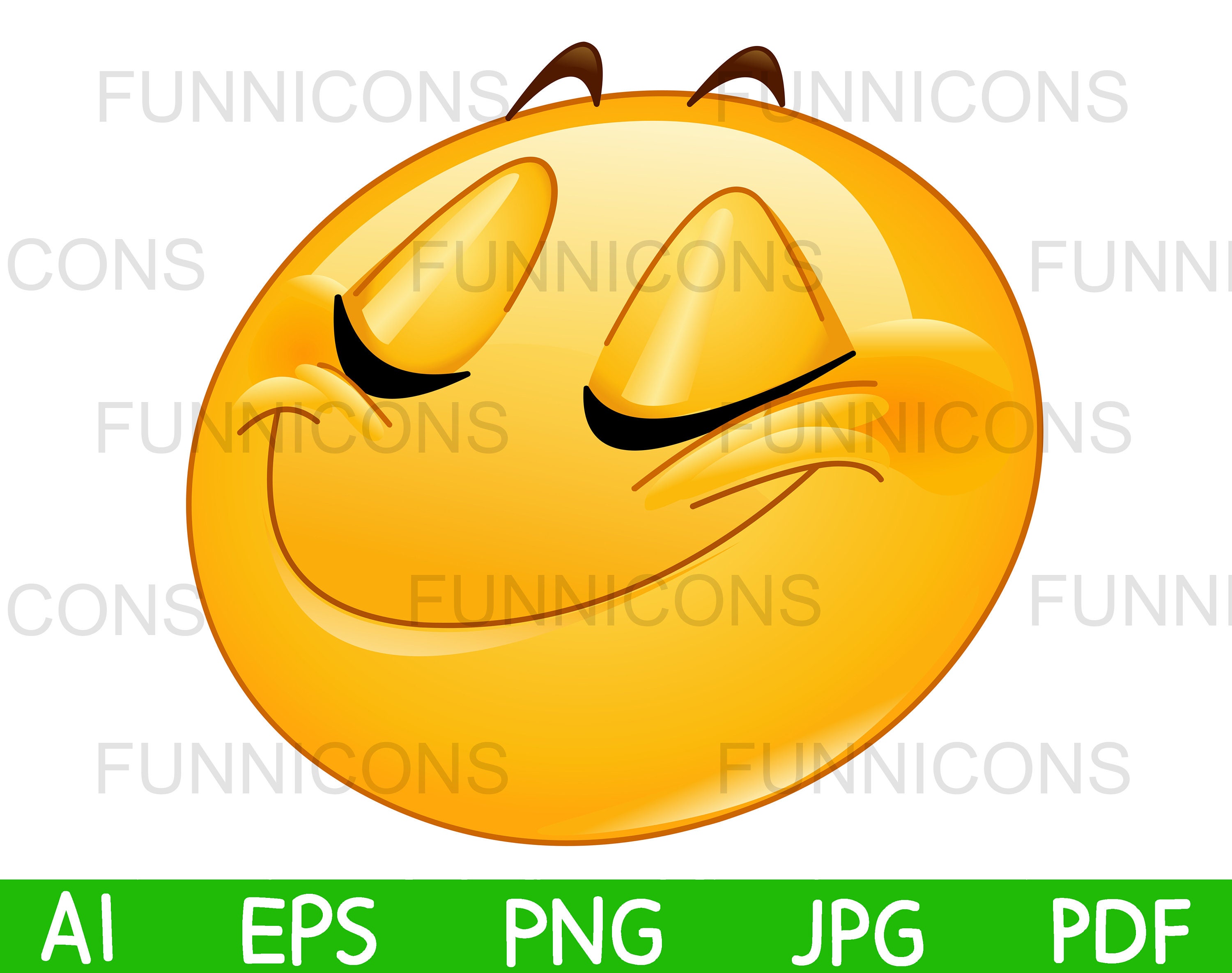 Clipart Cartoon of a Emoji Emoticon Smiling With Closed Eyes Etsy