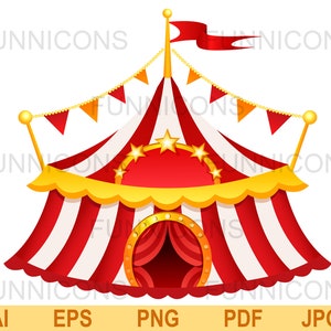 Carnival clipart circus tent, ai eps png pdf en jpg bestanden inbegrepen, digitale bestanden instant download.