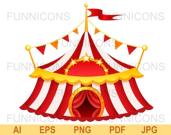 Carnival clipart circus tent, ai eps png pdf and jpg files included, digital files instant download.