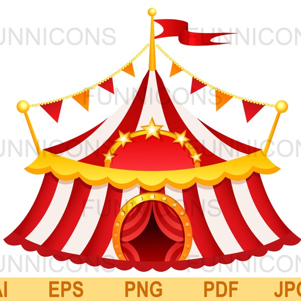 Carnival clipart circus tent, ai eps png pdf and jpg files included, digital files instant download.