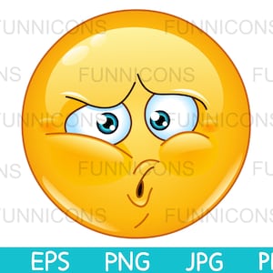 Clip de dibujos animados de emoticon con expresión de ay o dolor, archivos ai eps png jpg y pdf incluidos, archivos digitales descarga instantánea.