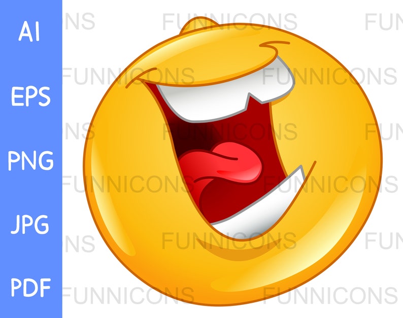 Clipart Cartoon of Happy Emoji Emoticon Laughing Out Loud Ai Etsy