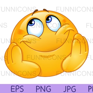 Clipart of an emoticon with a dreamy expression, Vector illustration, ai eps png pdf and jpg files included, digital files instant download.