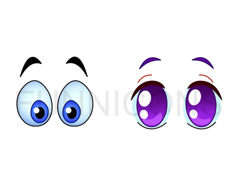 Clipart bundle of cartoon eyes ai eps png jpg and pdf files | Etsy