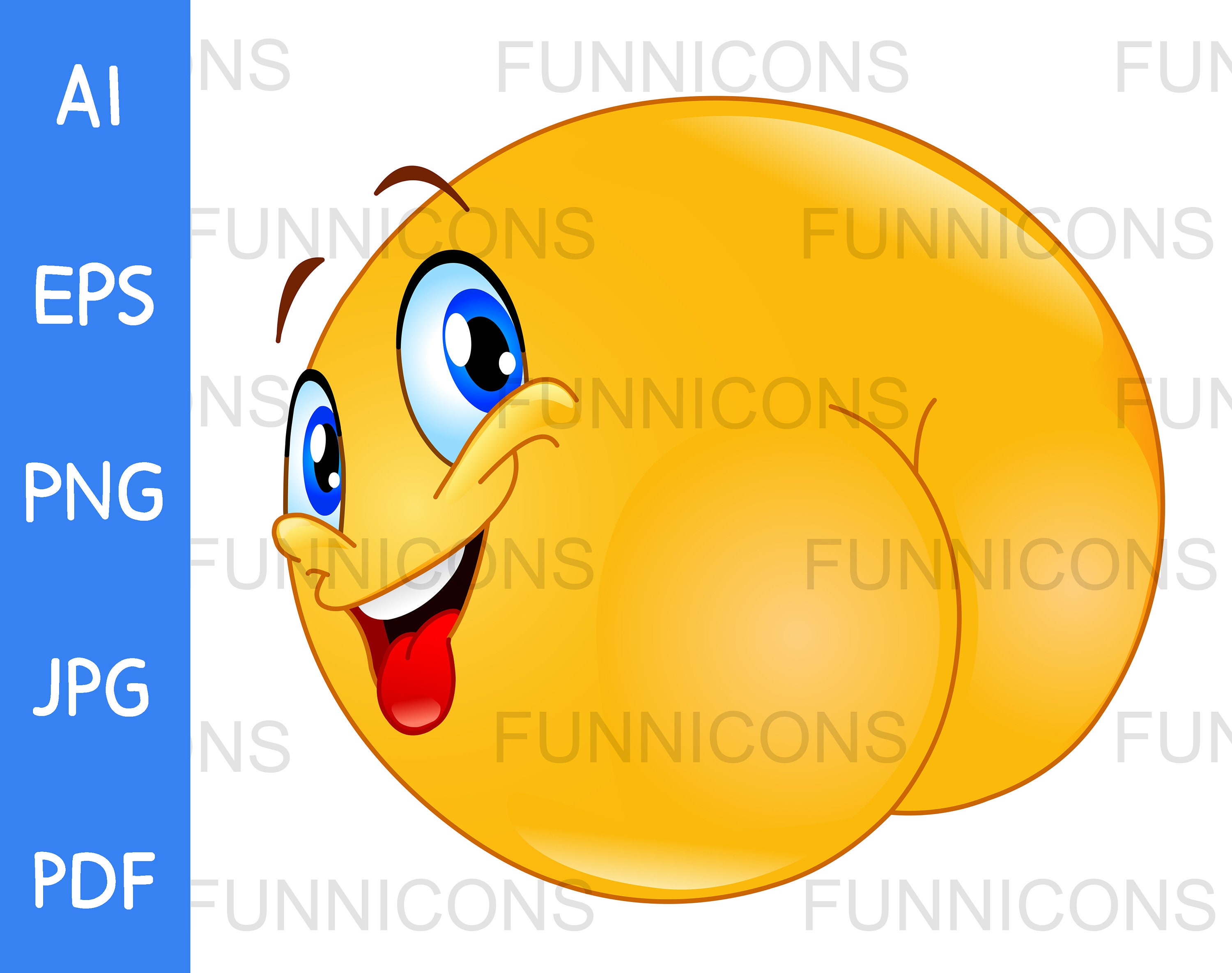 Clipart Cartoon of a Happy Mooning Emoji Emoticon With Tongue - Etsy Clipart Cartoon of a Happy Mooning Emoji Emoticon With Tongue - Etsy