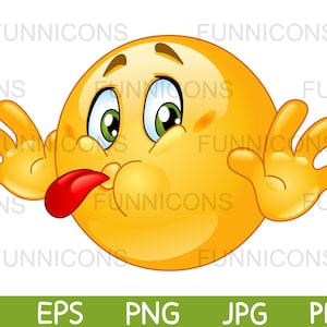 Clipart cartoon van met tong uit het maken van een grappig gezicht, ai eps png jpg en pdf-bestanden inbegrepen, digitale bestanden direct downloaden.