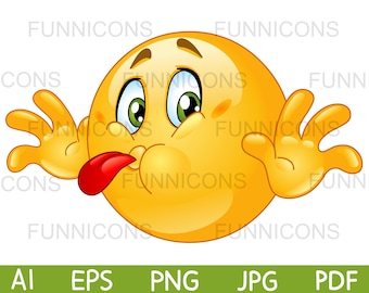 Clipart cartoon of  with tongue out making a funny face, ai eps png jpg and pdf files included, digital files instant download.