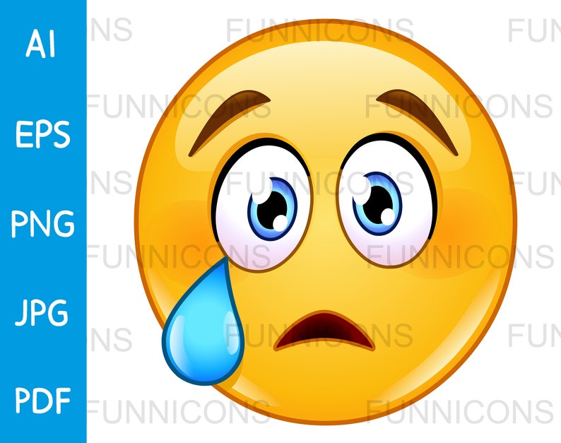 Clipart Cartoon of a Crying Emoticon Face With Tear, Ai Eps Png Jpg and ...