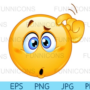 Dessin animé Clipart d’un confus se grattant la tête, fichiers ai eps png jpg et pdf inclus, téléchargement instantané de fichiers numériques.