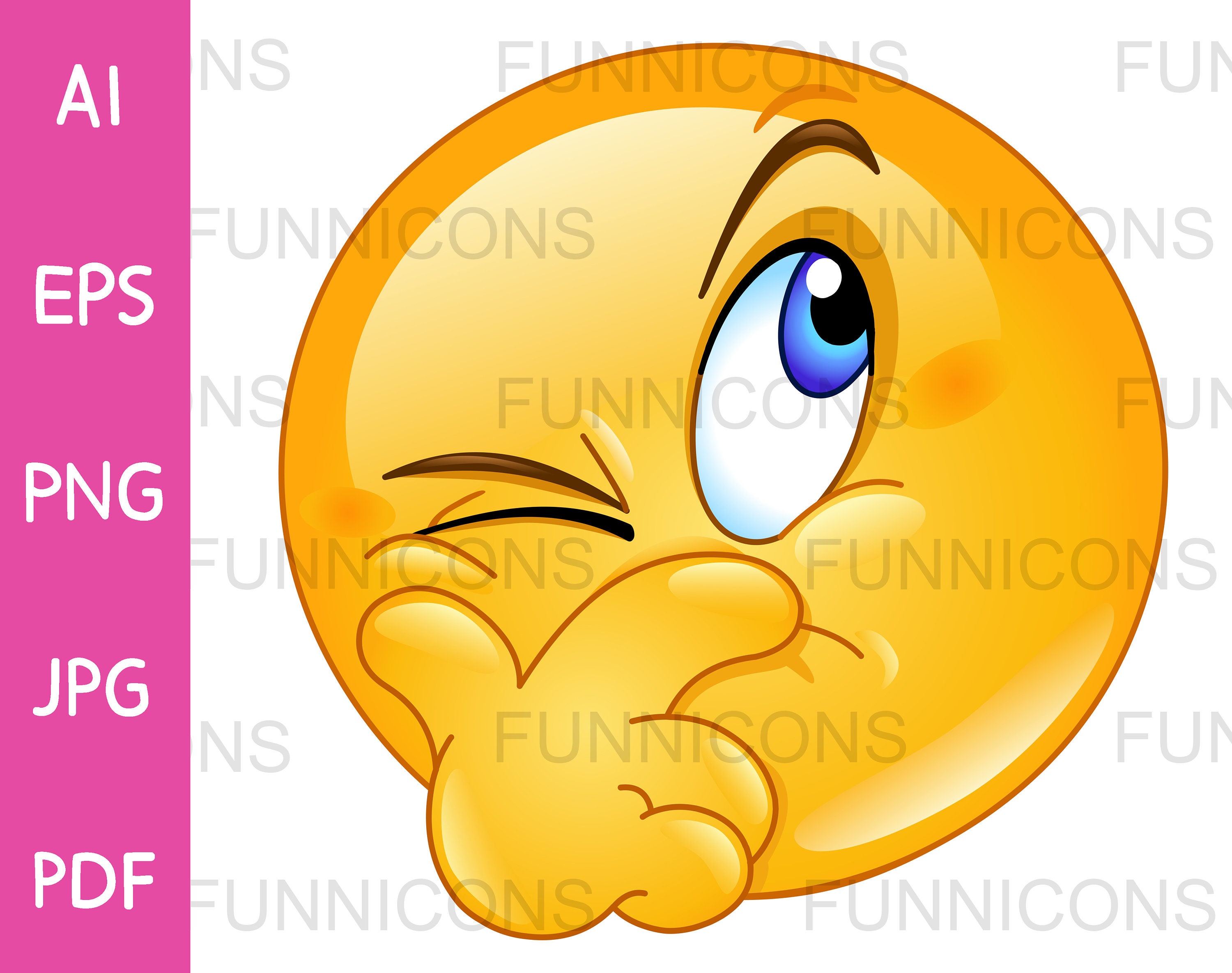 Clipart Cartoon of Emoji Emoticon Thinking or Suspecting - Etsy Norway