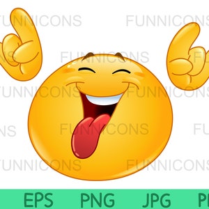 Dibujos animados de imágenes prediseñadas de roca en emoticon con la lengua afuera mostrando el signo de los cuernos del diablo, ai eps png jpg y pdf, descarga de archivos digitales.