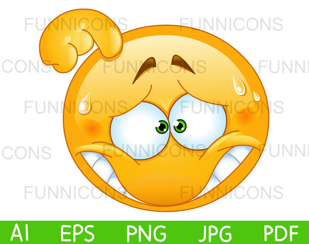 Dibujos animados de imágenes prediseñadas de un emoticón estresado o  avergonzado sudando, archivos ai eps png jpg y pdf incluidos, descarga  instantánea de archivos digitales. - Etsy México, image size:1080x853