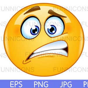 Clipart Cartoon einer Oops Emoticon, nervös, verängstigt oder besorgt, ai eps png jpg und pdf Dateien, digitale Dateien sofort download.