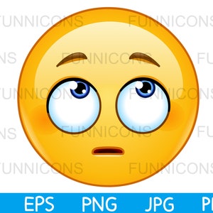 Dibujos animados de imágenes prediseñadas de cara de emoticono con ojos en blanco, aburrido o triste, archivos ai eps png jpg y pdf incluidos, descarga de archivos digitales.