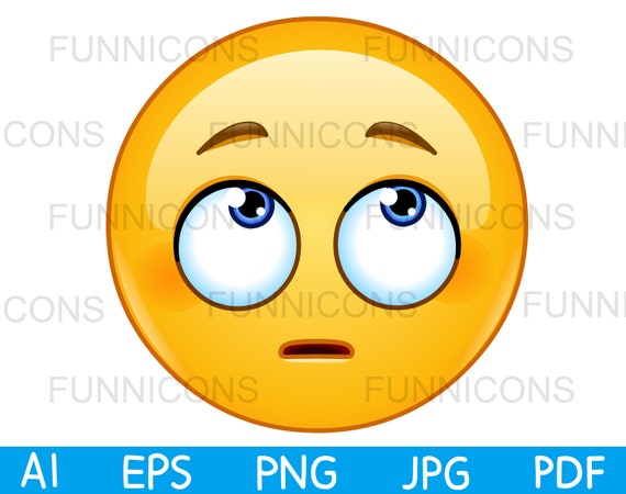 Clipart Cartoon of Emoji Emoticon Face With Rolling Eyes - Etsy
