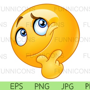 Thinking face  clipart, Vector illustration, ai eps png pdf and jpg files included, digital files instant download.