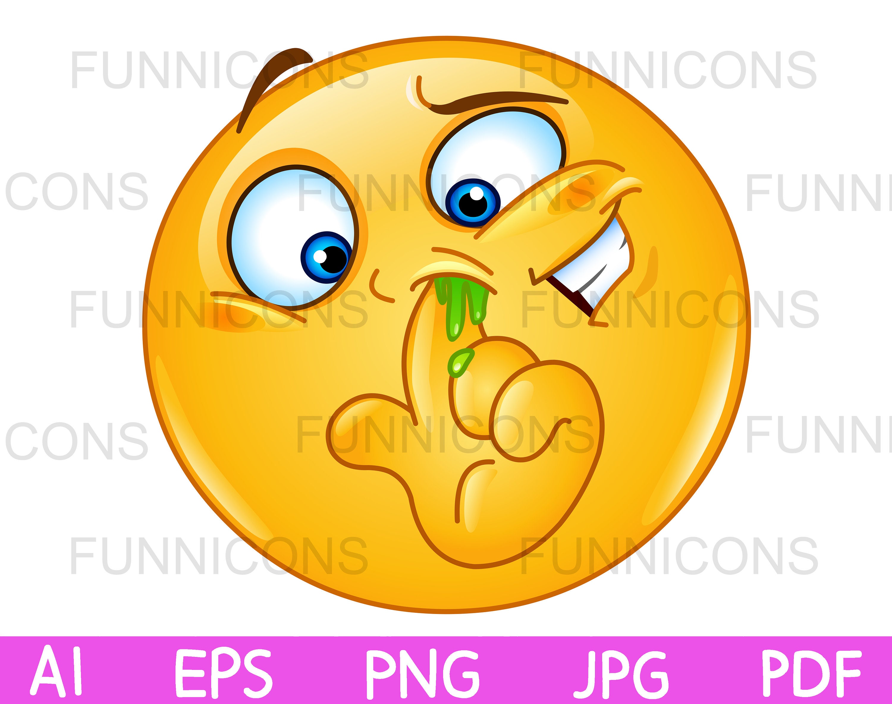 Clipart Cartoon of Emoji Emoticon Picking His Nose Ai Eps Png Etsy Norway