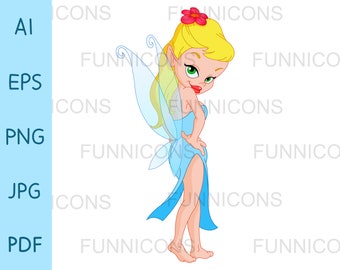 Clipart of a beautiful fairy, ai eps png jpg and pdf files included, digital files instant download.
