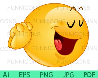 Clipart Cartoon einer Emoticon die ein Ja bitte, warum danke oder ich hab es gemacht Gesten macht, ai eps png jpg pdf Dateien, digitale Dateien Download.