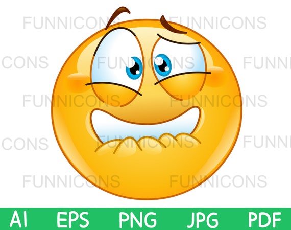 Cartoon Face Vector Frightened or Worry Emoji Stock Vector