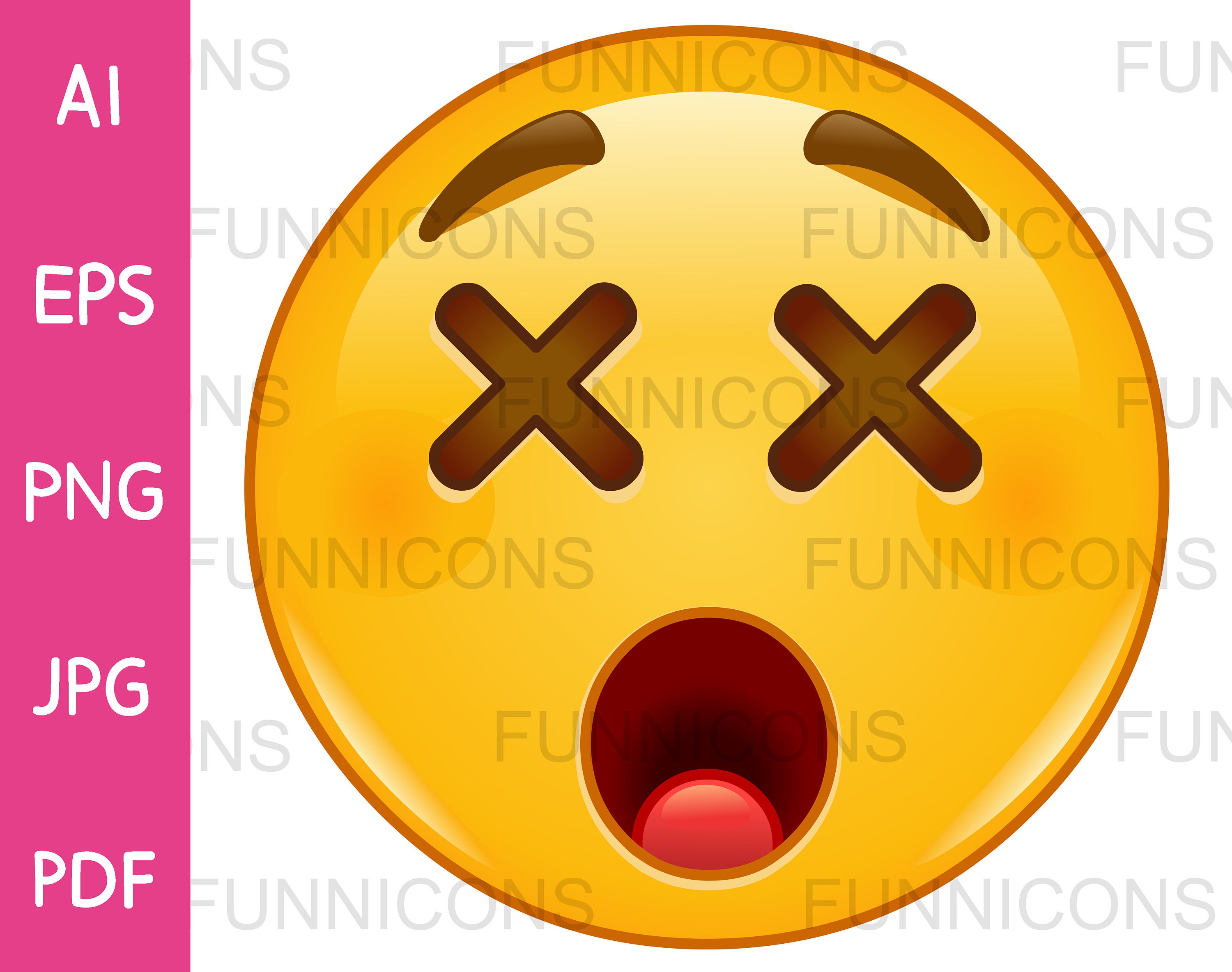Clipart Cartoon of a Dizzy Emoji Emoticon Face With X Eyes Ai Etsy Israel