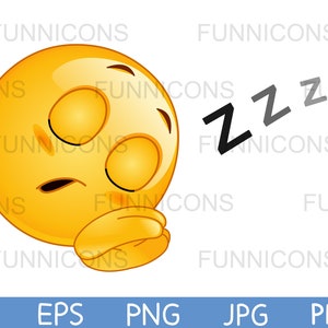 Clipart przedstawiający śpiącą emotikonkę, dołączone pliki ai eps png jpg i pdf, możliwość natychmiastowego pobrania plików cyfrowych.