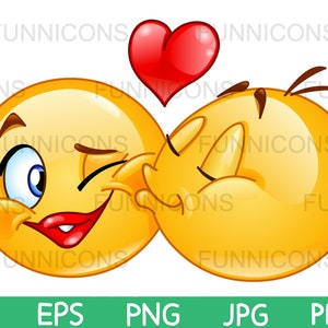 Clipart przedstawiający emotikony całowania, emoji mężczyzny całującego kobietę, pliki ai eps png jpg i pdf, pliki cyfrowe do pobrania.