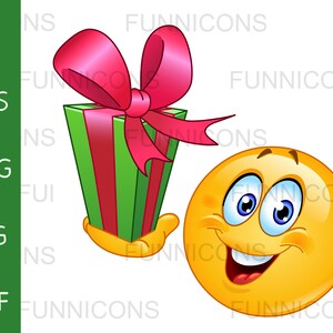 Happy hält ein Weihnachten oder Geburtstag Geschenk Cartoon Clipart, Ai eps png jpg und pdf Dateien enthalten, digitale Dateien sofortiger Download.
