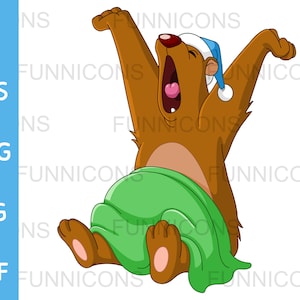 Clipart-Cartoon eines Bären, der aus dem Schlaf-Winterschlaf gähnt und gehnt, ai eps png jpg und pdf-Dateien, digitale Dateien herunterladen.