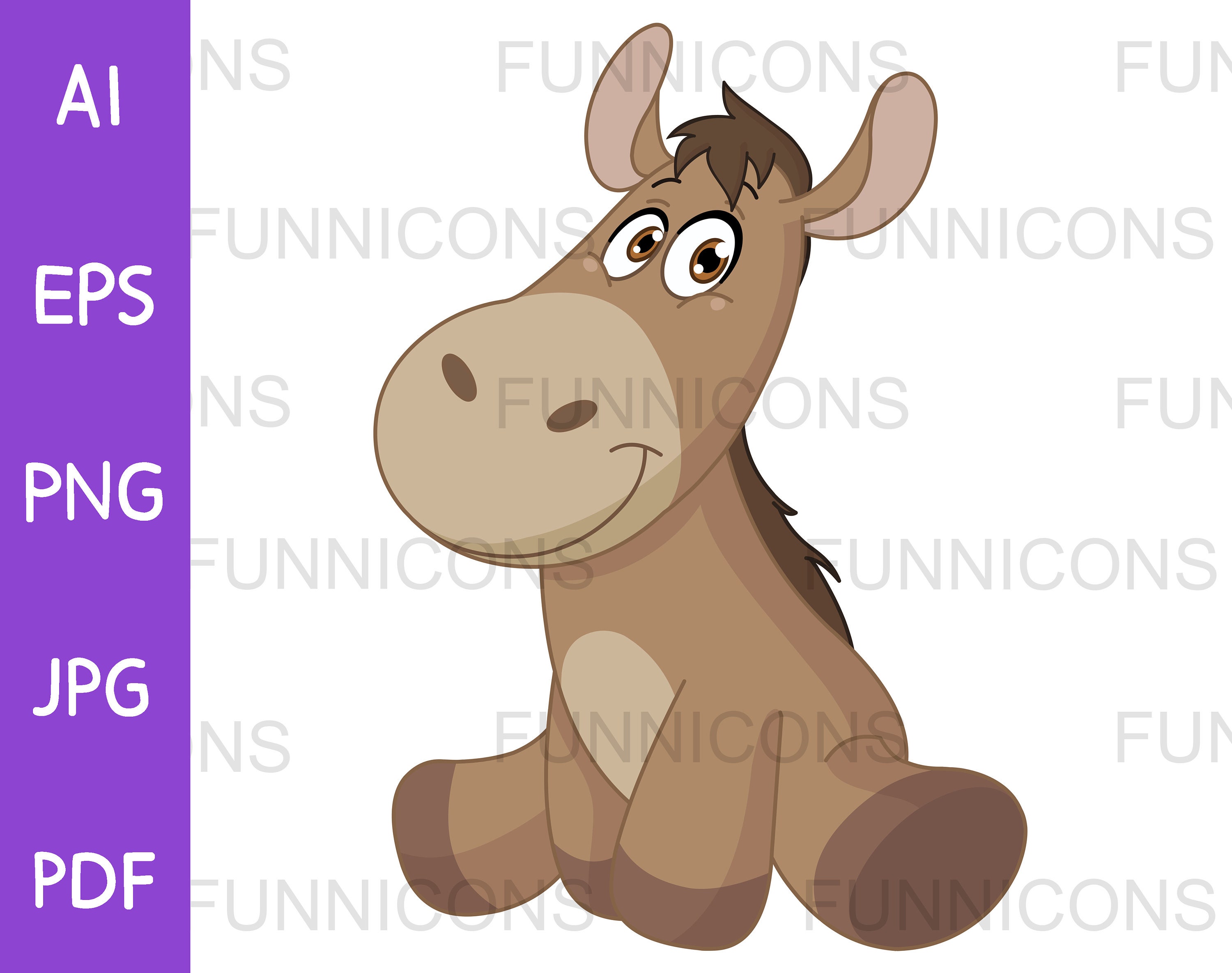 Clipart Cartoon of a Smiling Baby Donkey Sitting Animal - Etsy Clipart Cartoon of a Smiling Baby Donkey Sitting Animal - Etsy