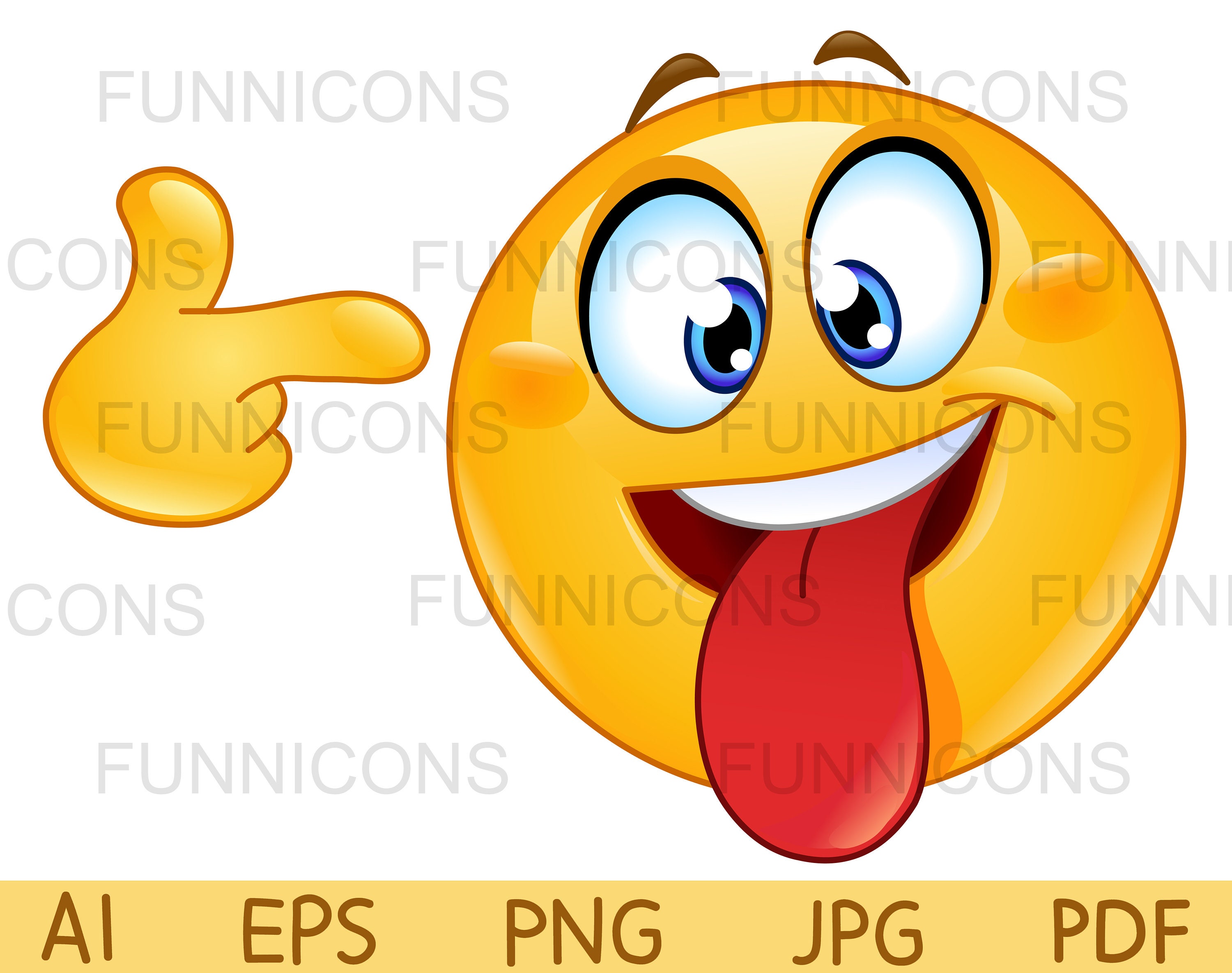 Clipart Cartoon of a Crazy Face Emoji Emoticon Tongue Out 