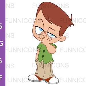 Clipart cartoon van een jongen plukken zijn neus, slechte gewoonte, ai eps png jpg en pdf bestanden inbegrepen, digitale bestanden instant download.