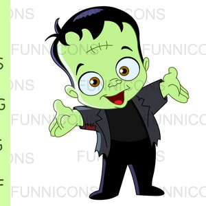 Frankenstein Kid Halloween Clipart, Vector illustration, ai eps png pdf and jpg files included, digital files instant download.