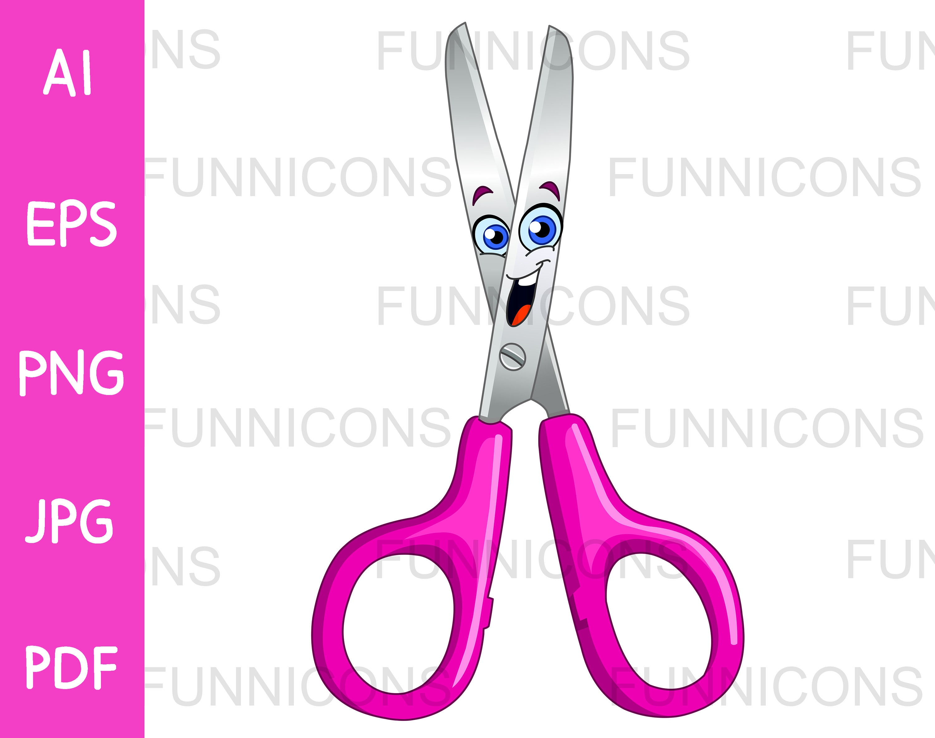 Clipart Cartoon of Happy Pink Scissors Character Ai Eps Png - Etsy Denmark