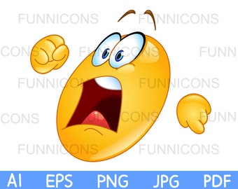 Clipart Cartoon einer Emoticon in Panik und Angst, ai eps png jpg und pdf Dateien, digitale Dateien Download.