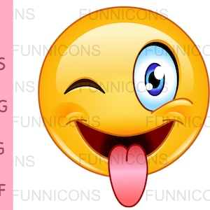 May include: A yellow emoji with a big smile and one eye closed, winking. The emoji is sticking its tongue out.
