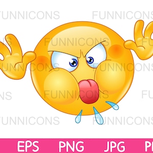 Clipart cartoon of an angry  emoticon sticking tongue out and making a childish face, ai eps png jpg pdf files, digital files download.