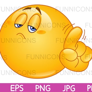 Desenho animado clipart de emoticon balançando o dedo, gesticulando para não, ai eps png jpg arquivos pdf incluídos, arquivos digitais download instantâneo.