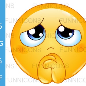 Caricatura de imágenes prediseñadas de un emoticono mendigando, suplicando, triste, llorando o rezando, archivos ai eps png jpg y pdf incluidos, descarga de archivos digitales.