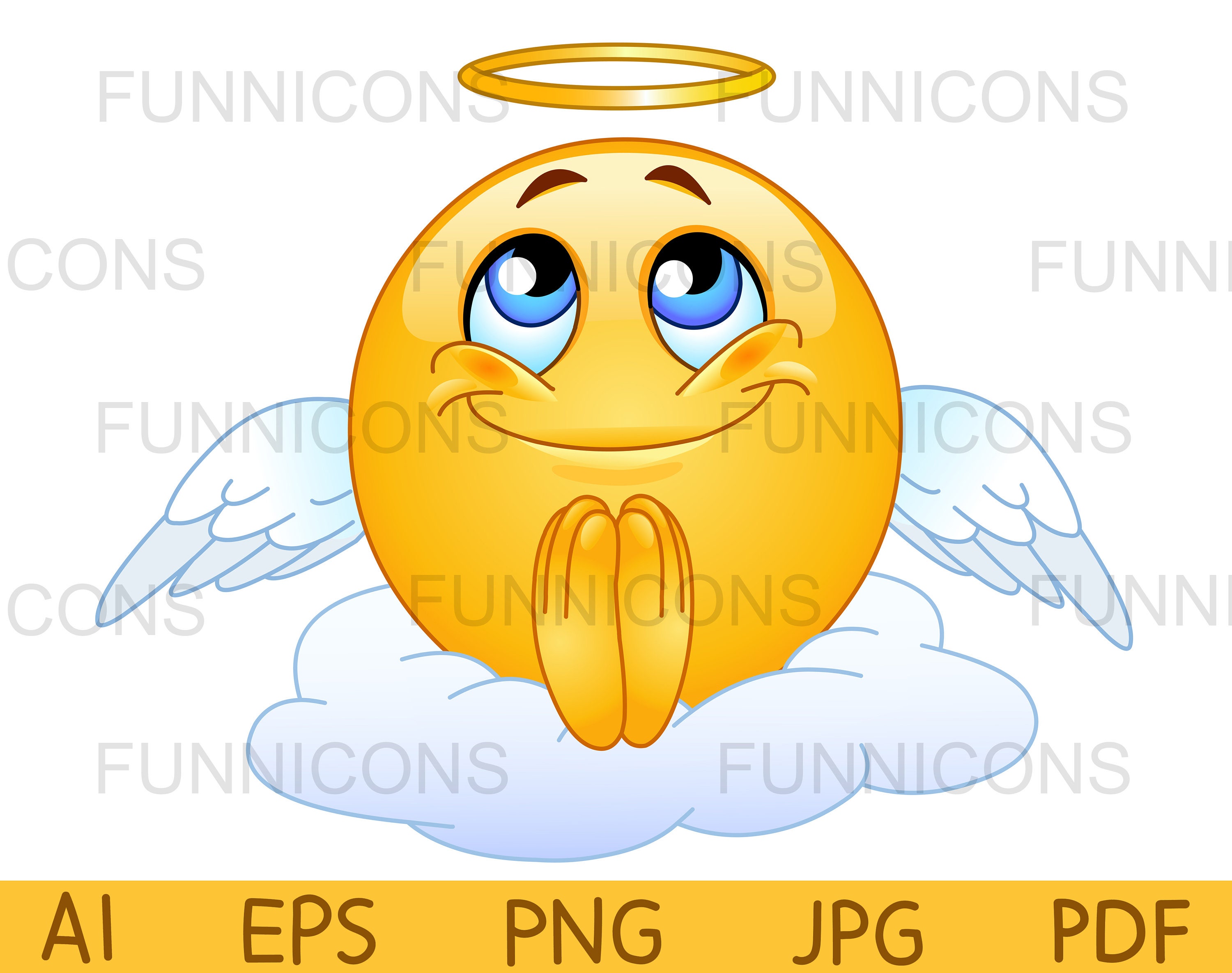 Angel Emoji Sitting on a Cloud With Halo Praying Gesture - Etsy Angel Emoji Sitting on a Cloud With Halo Praying Gesture - Etsy