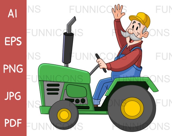 Clipart Cartoon of a Happy Farmer Driving a Tractor and Waving - Etsy Ireland Clipart Cartoon of a Happy Farmer Driving a Tractor and Waving - Etsy Ireland