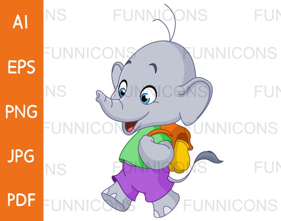Buy Clipart Cartoon of Happy School Student Elephant Walking With Online in India - Etsy Buy Clipart Cartoon of Happy School Student Elephant Walking With Online in India - Etsy