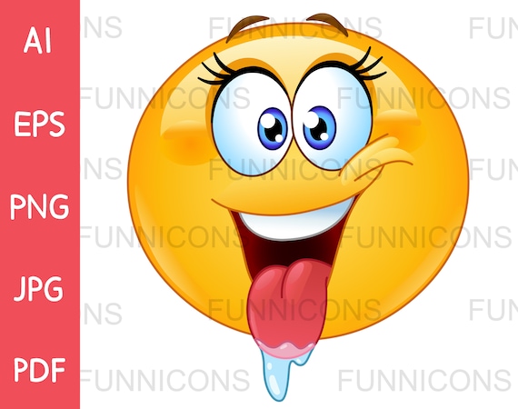 Clipart Cartoon of a Happy Female Emoticon Drooling With Tongue Out, Ai Eps  Png Jpg and Pdf Files Included, Digital Files Download. - Etsy Canada
